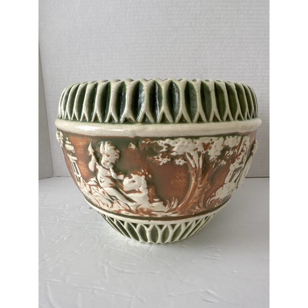 Vintage Roseville Pottery Donatello 1916 Jardiniere Planter For Pedestal 575-8